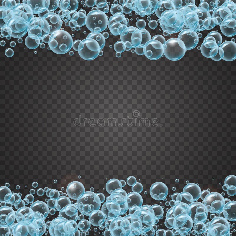 Shampoo frame of realistic water bubbles