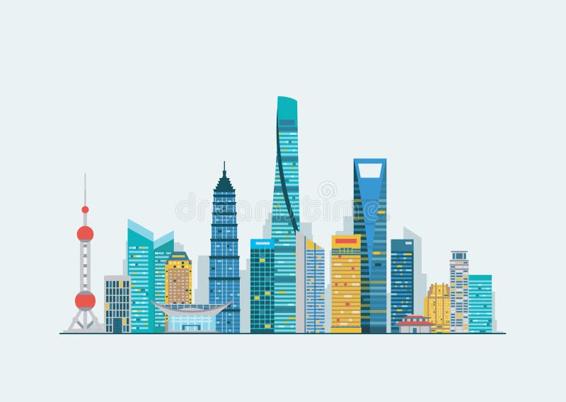 Shanghai abstract skyline stock illustration Shanghai abstract skyline stock illustration