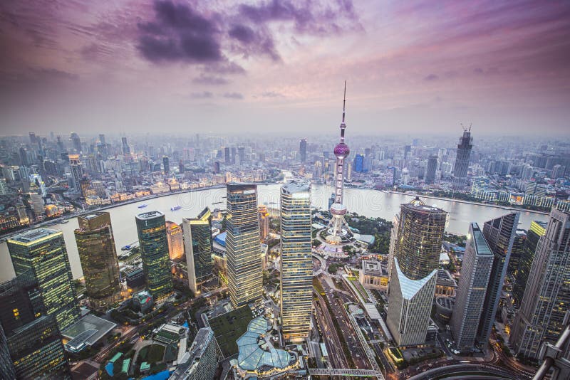Shangai, vista aerea da finanziario quartiere.