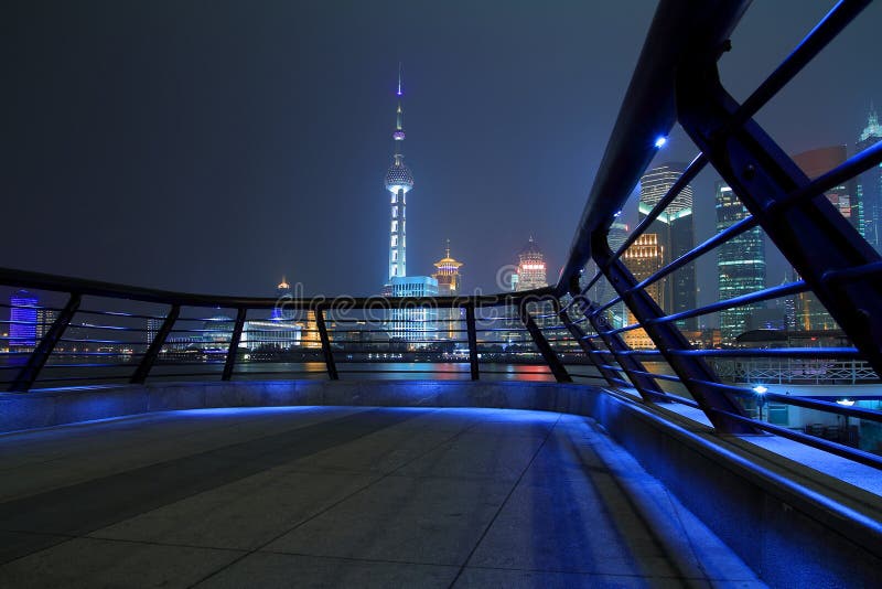 Shanghai bund skyline at night city landscape stock images Shanghai bund skyline at night city landscape stock images