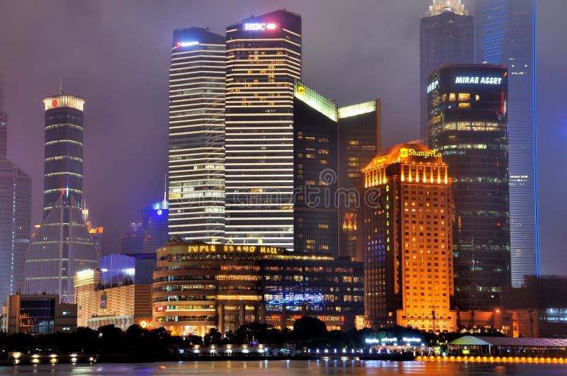 Shanghai business center night, China