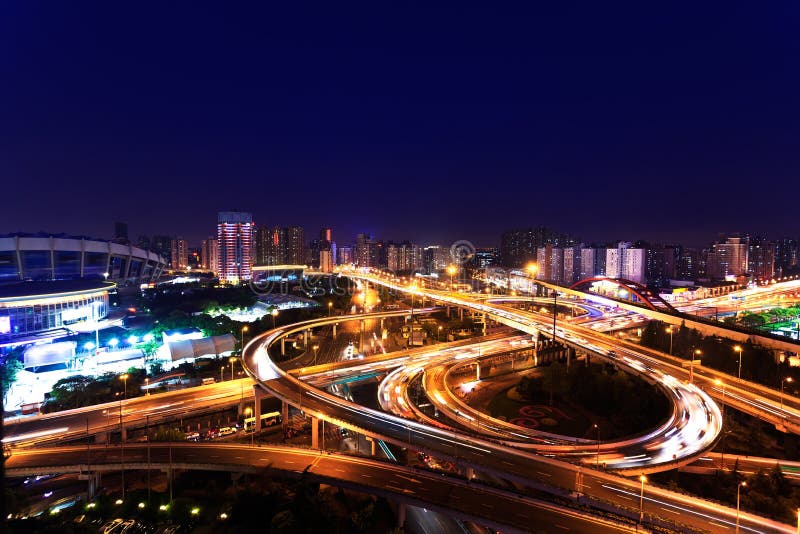 Shanghai city overpass night