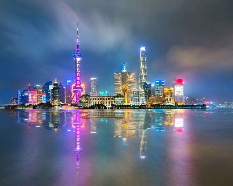 Shanghai City Skyline Pudong Side Looking through Huangpu River on ...