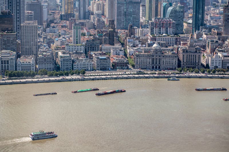Shanghai, Cityscape van China en Wolkenkrabbers stock foto