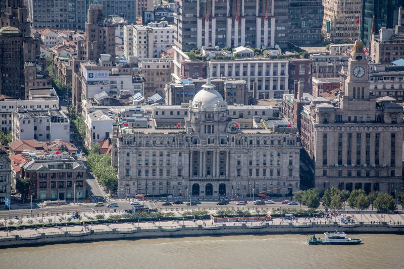 Shanghai, Cityscape van China en Wolkenkrabbers stock afbeeldingen