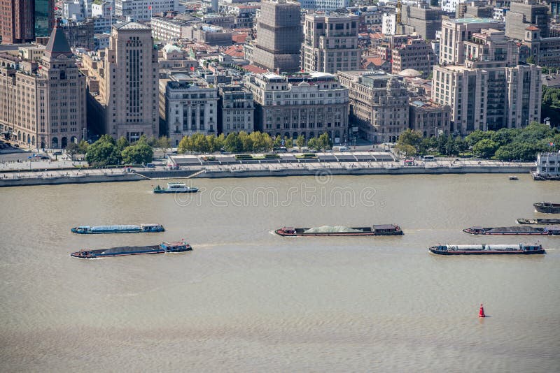 Shanghai, Cityscape van China en Wolkenkrabbers stock foto