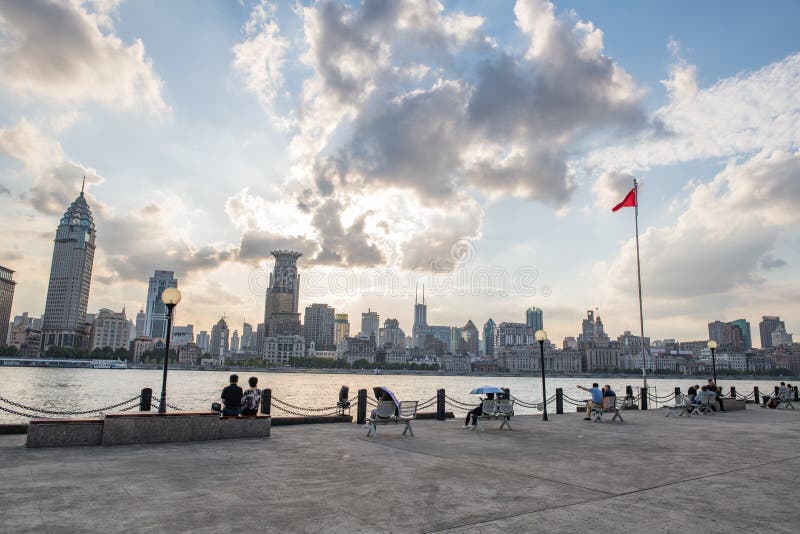 Shanghai, Cityscape van China en Wolkenkrabbers royalty-vrije stock fotografie