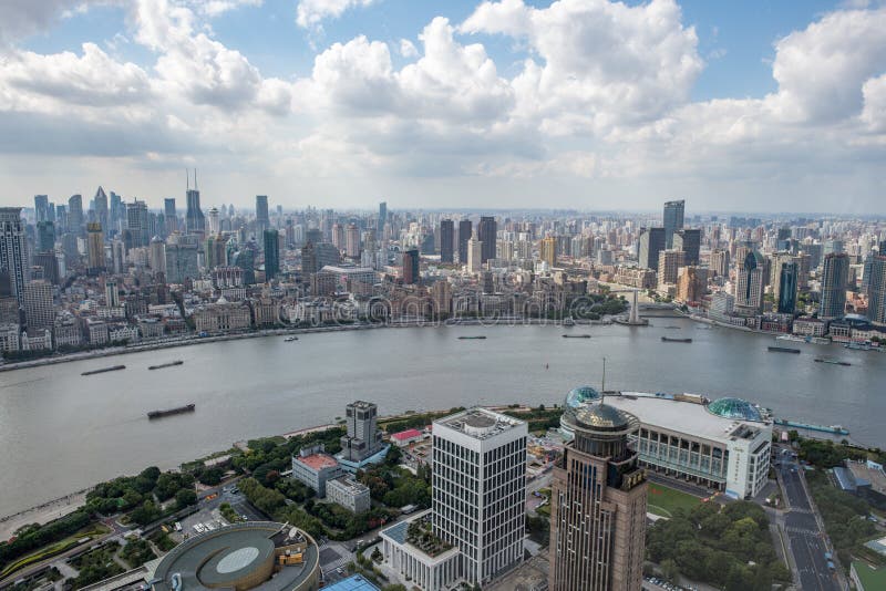 Shanghai, Cityscape van China en Wolkenkrabbers royalty-vrije stock afbeelding