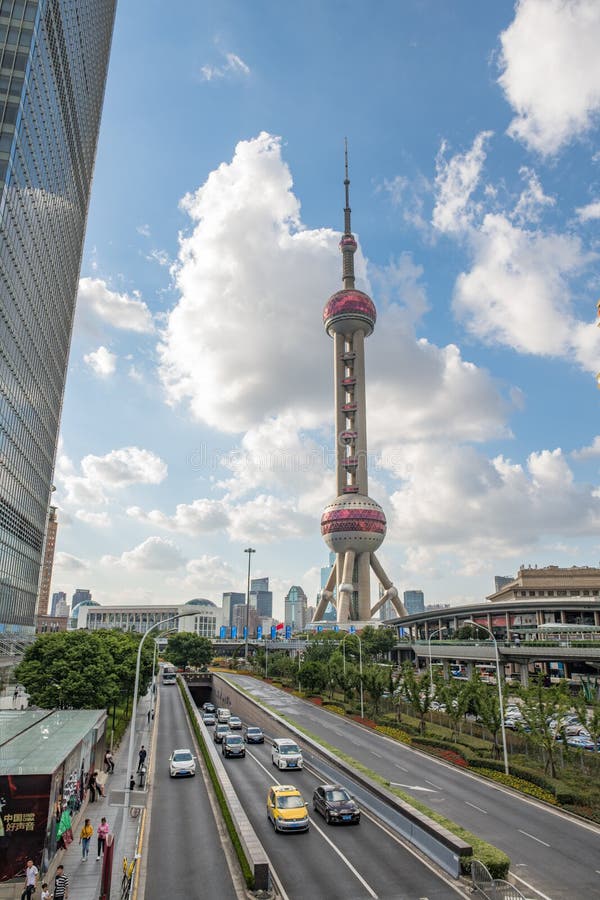 Shanghai, Cityscape van China en Wolkenkrabbers royalty-vrije stock afbeelding