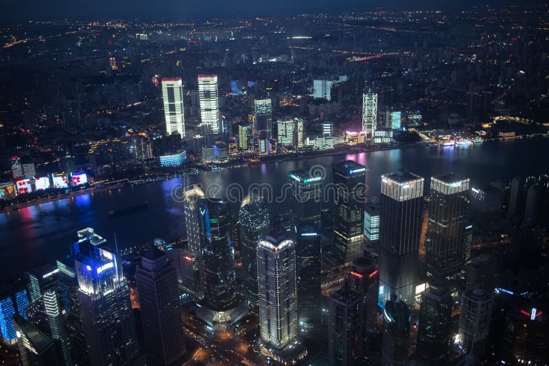 Shanghai, Cityscape van China en Wolkenkrabbers royalty-vrije stock afbeelding