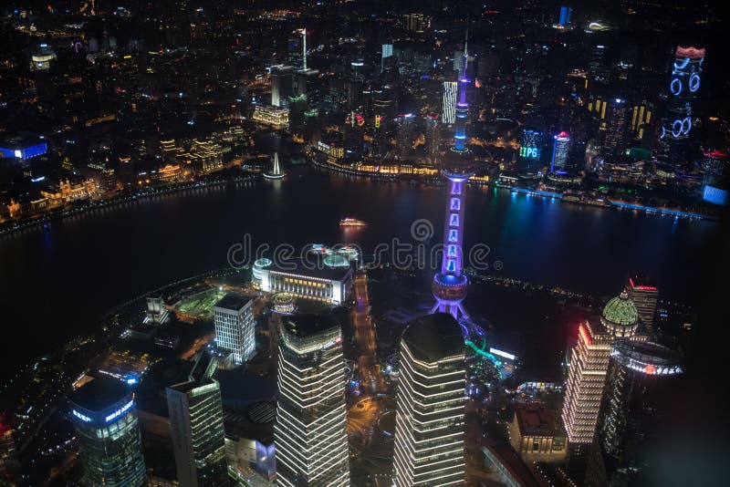 Shanghai, Cityscape van China en Wolkenkrabbers royalty-vrije stock afbeelding