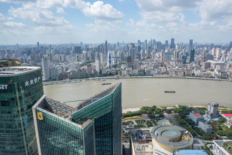 Shanghai, Cityscape van China en Wolkenkrabbers royalty-vrije stock foto's