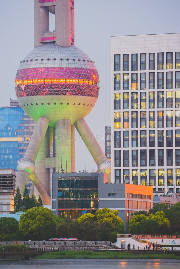 Shanghai Oriental Pearl TV tower at night royalty free stock photography Shanghai Oriental Pearl TV tower at night royalty free stock photography
