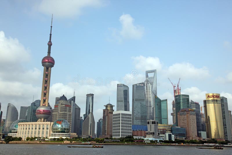 Shanghai Pudong linii horyzontu widok od Bund - obraz stock Shanghai Pudong linii horyzontu widok od Bund - obraz stock