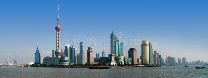 Panorama of Shanghai pohľad cez bund.