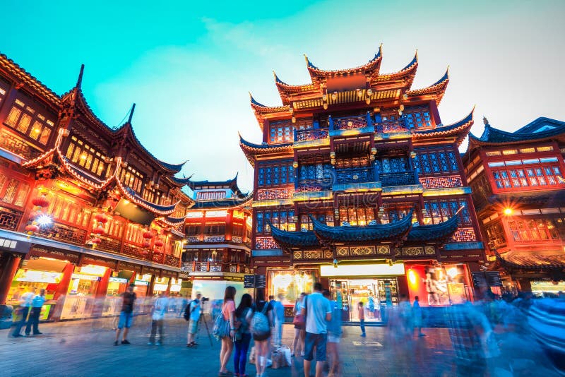 Shanghai yuyuan trädgård arkivbild