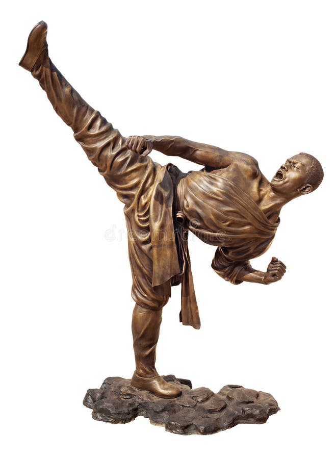 Shaolin warriors monk bronze statue