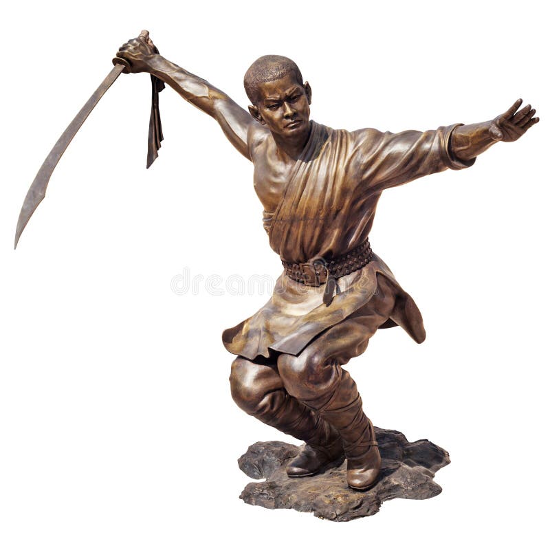 Shaolin warriors monk bronze statue