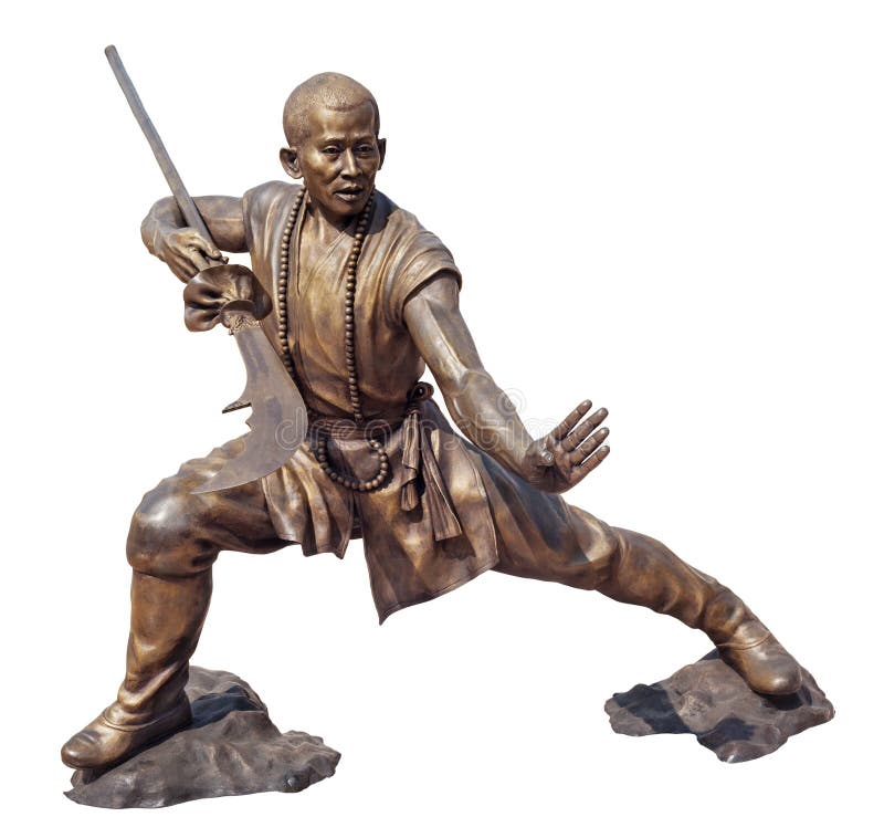 Shaolin warriors monk bronze statue