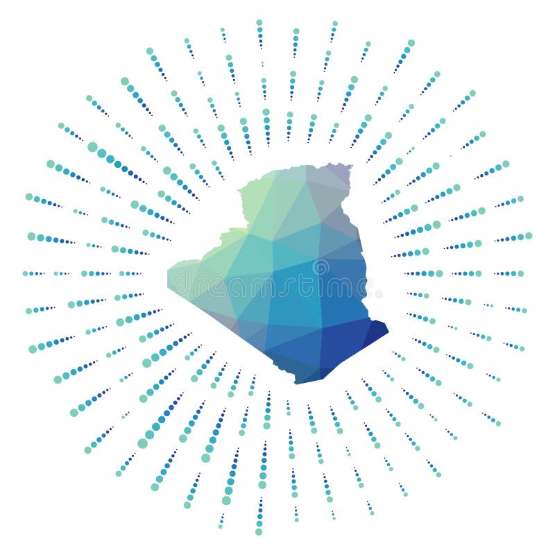 Shape of Algeria, polygonal sunburst. royalty free illustration