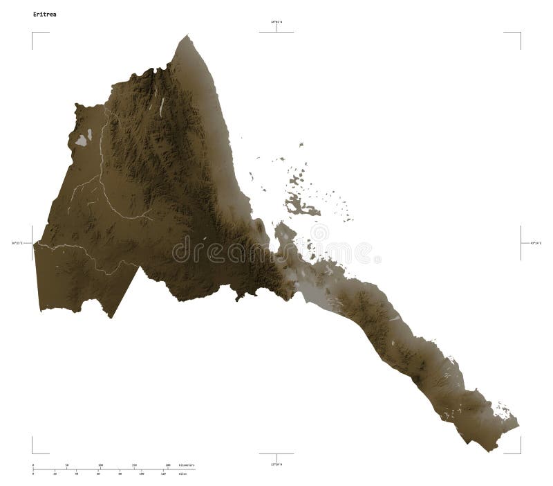 Eritrea shape on white. Sepia stock illustration