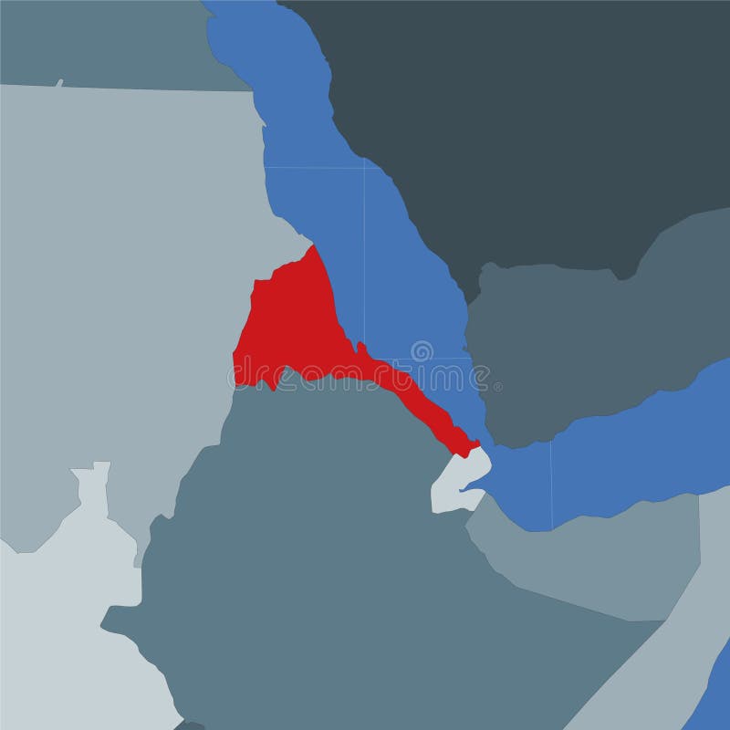 Shape of the Eritrea in context of neighbour. royalty free illustration