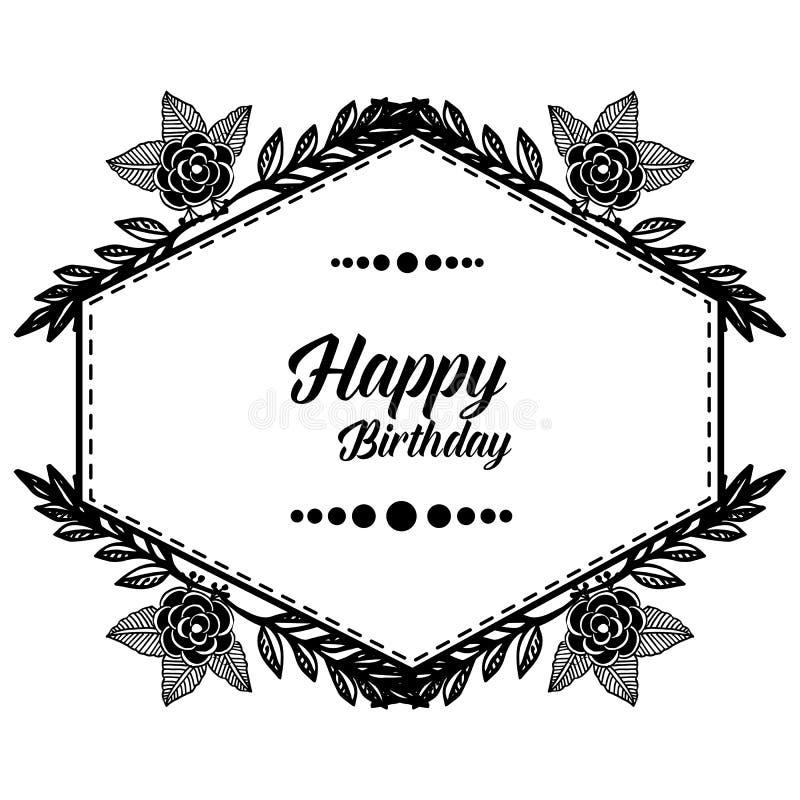 Shape of Flower Frame, Style Design Silhouette, Vintage Card Happy ...