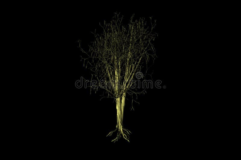 Shape Gold Oak Tree Black Background 3d Rendering Stock Illustration