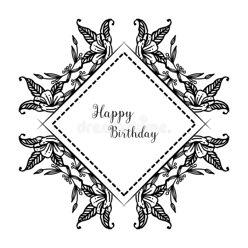 Shape of Greeting Card Happy Birthday, with Decoration Silhouette ...