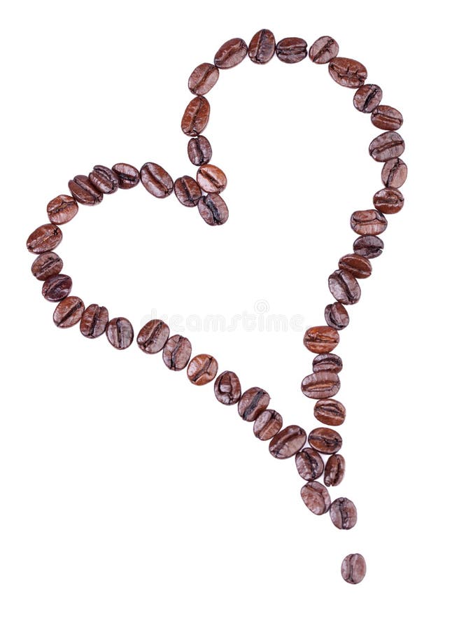 Shape of a heart made out of coffee beans stock photos