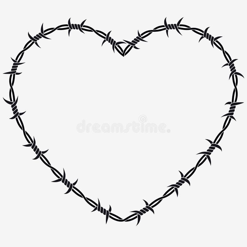 Shape of Heart. Vector Silhouette of Barbed Wire vector illustration