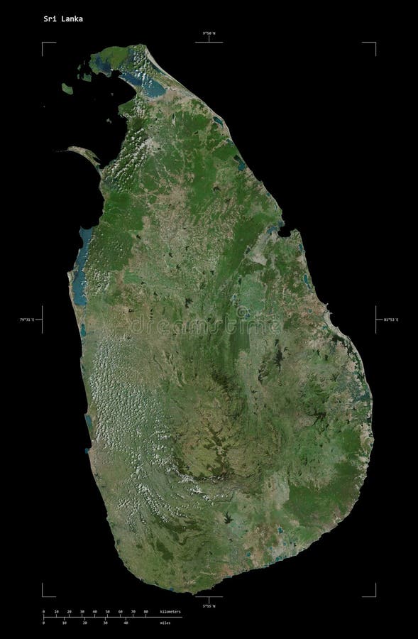 Sri Lanka Shape on Black. Highres Satellite Stock Illustration Illustration of atlas