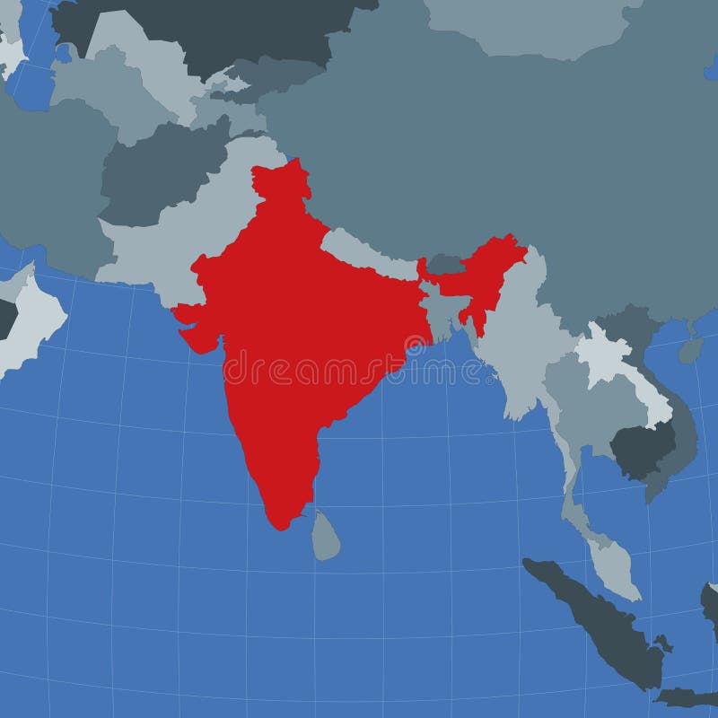India And Neighbours Map Shape Of The India In Context Of Neighbour. Stock Vector - Illustration Of  Destination, Background: 197691490