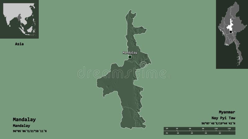 Mandalay, division of Myanmar,. Previews. Administrative vector illustration