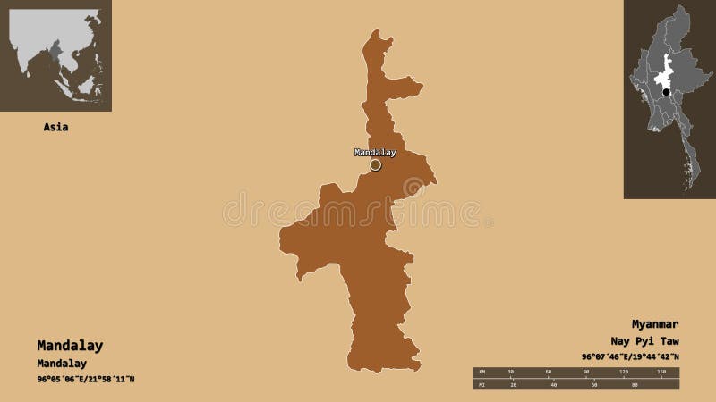 Mandalay, division of Myanmar,. Previews. Pattern stock illustration