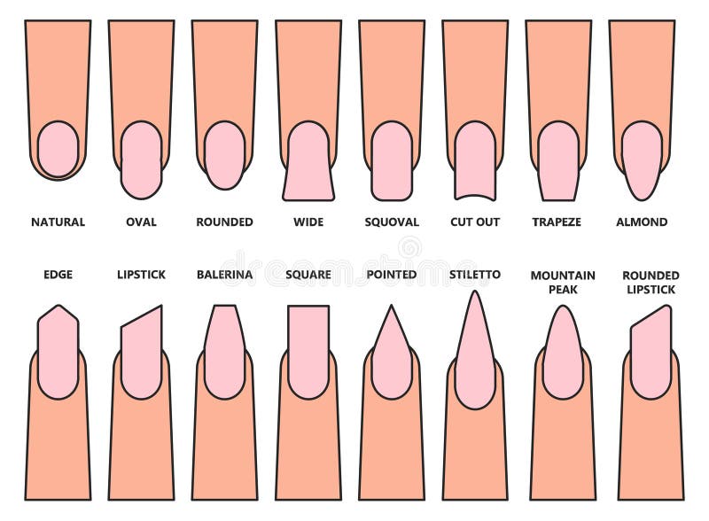 Shape Nail Vector Illustration on White Background. Isolated Color Set ...