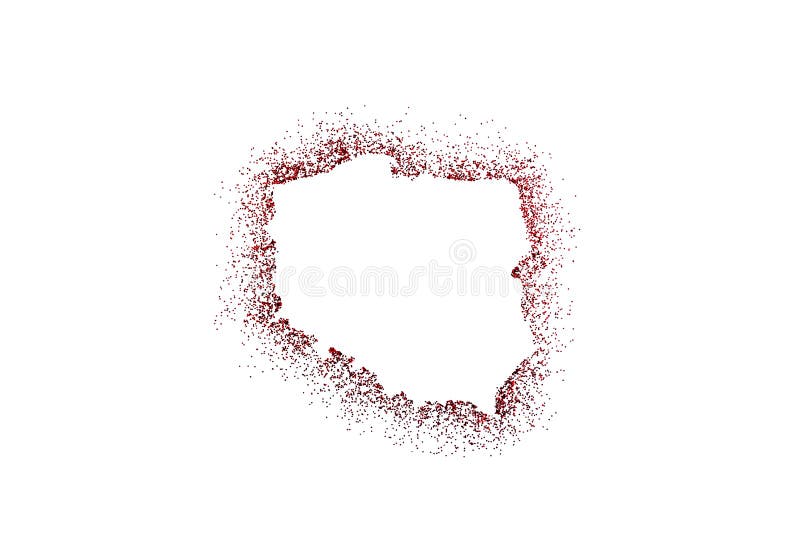 Shape of Poland map on red glitter