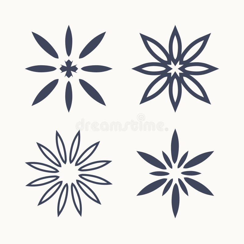 The shape typed from the laconic rays of the petals is possible plotter cutting. stock illustration