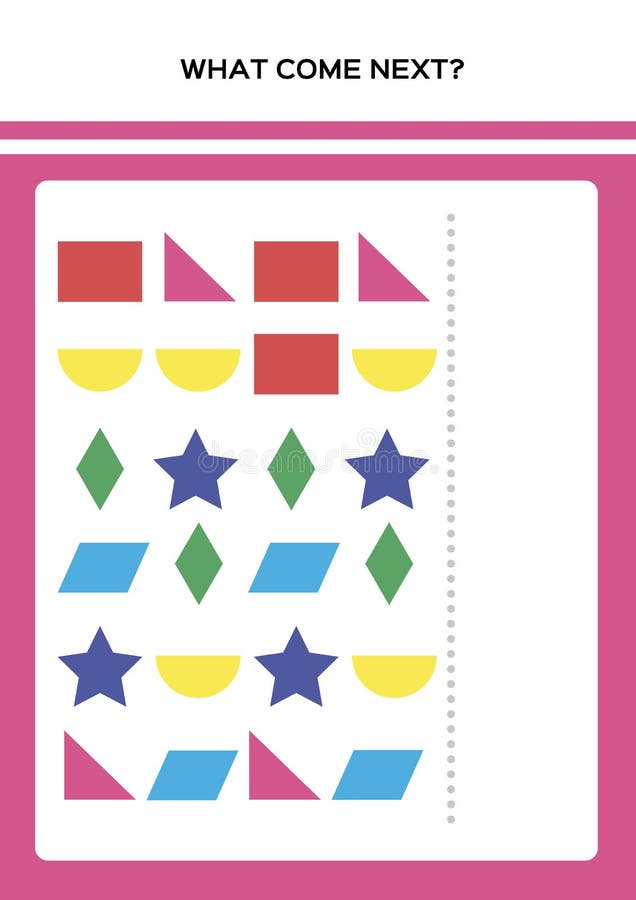 Shapes and Colors. What Come Next Educational Logic Math Game Stock Vector Illustration of