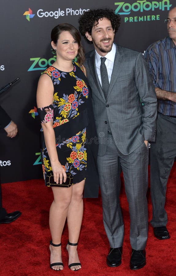 LOS ANGELES, CA - FEBRUARY 17, 2016: Actress Katie Lowes & husband actor Adam Shapiro at the premiere of Disney's Zootopia at the El Capitan Theatre, Hollywood. LOS ANGELES, CA - FEBRUARY 17, 2016: Actress Katie Lowes & husband actor Adam Shapiro at the premiere of Disney's Zootopia at the El Capitan Theatre, Hollywood