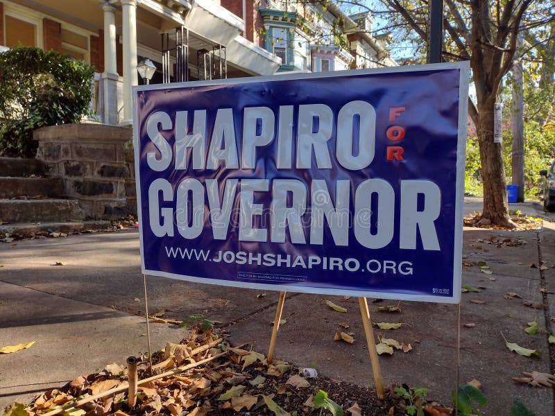 Sign endorsing Josh Shapiro, Democratic Party nominee in the 2022 Pennsylvania gubernatorial election. This photo was taken in Philadelphia, Pennsylvania, on October 21st 2022. Sign endorsing Josh Shapiro, Democratic Party nominee in the 2022 Pennsylvania gubernatorial election. This photo was taken in Philadelphia, Pennsylvania, on October 21st 2022.