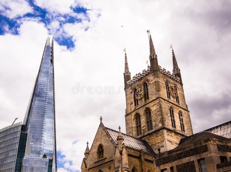 The Shard and Southwark Cathedral in London