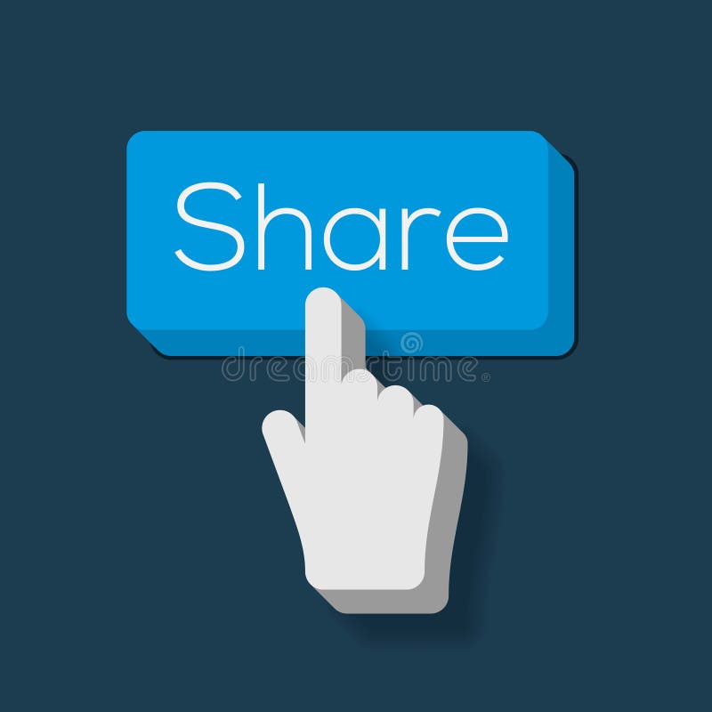 Share Button with Hand Shaped Cursor stock illustration