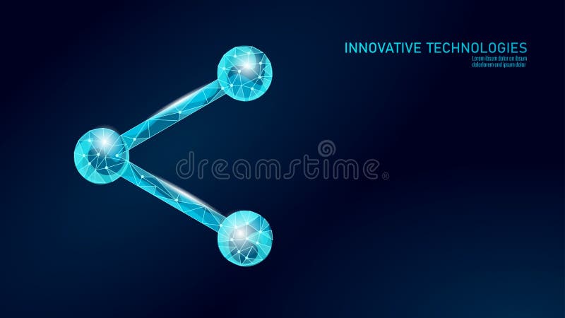 Share 3D sign low poly. Send social media post exchange. Global information data message sharing. Open source technology vector illustration