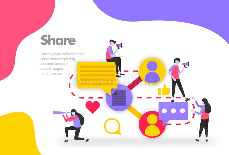 Share Illustration Concept, Sharing Work Files and Documents. Modern