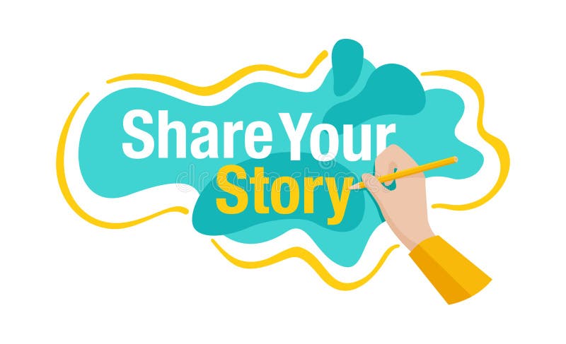 Share Your Story Motivation Banner Template Stock Vector Illustration Of Experience Feedback