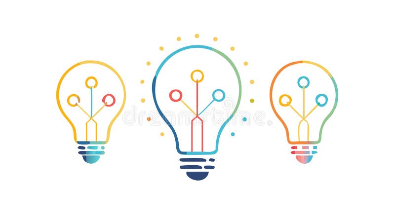 Shared Ideas Lightbulbs: Collaborative Innovation Concept, vector design Generative AI royalty free illustration