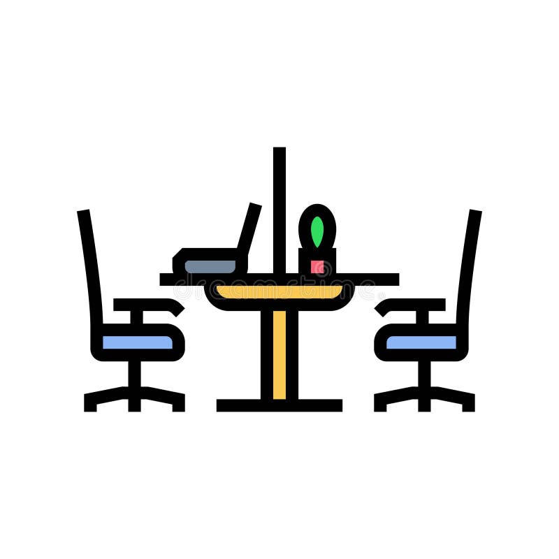 Shared workspace table hybrid work color icon vector illustration vector illustration