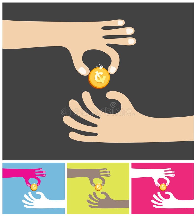 Sharing a golden coin stock illustration