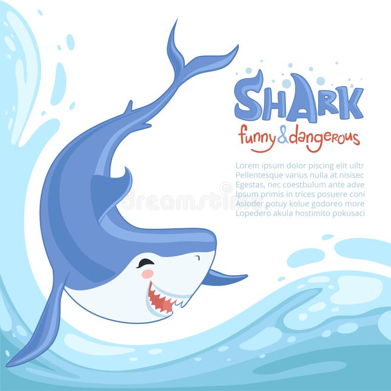 Shark Attack Background. Blue Dangerous Fish with Big Teeth Swimming Sea  Ocean Water Stock Vector - Illustration of backdrop, aqua: 128283346